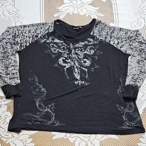 RXB Black and Gray Dazzling Top